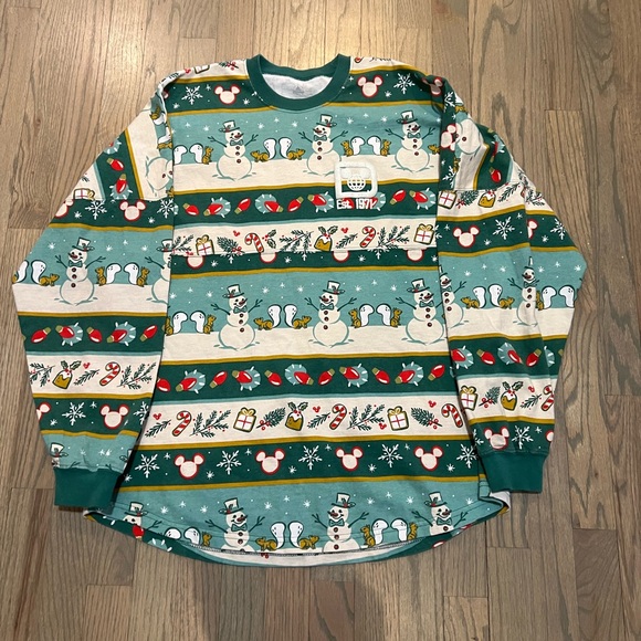 Disney Tops - Green Mickey Mouse Icon Holiday Spirit Jersey Christmas Happy Holidays